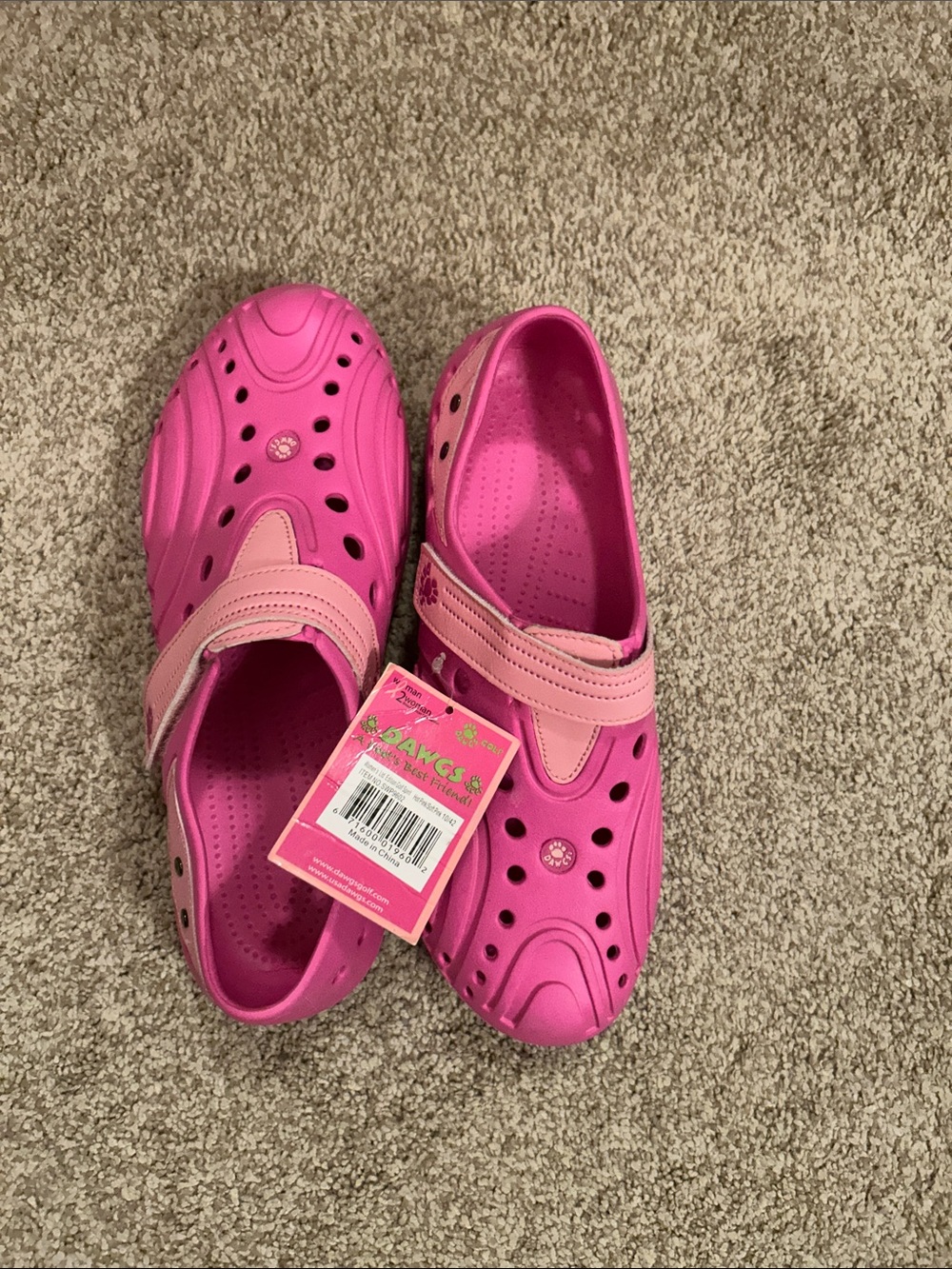 Dawgs Girls Pink Slip-On Water Shoes with Light Pink Strap